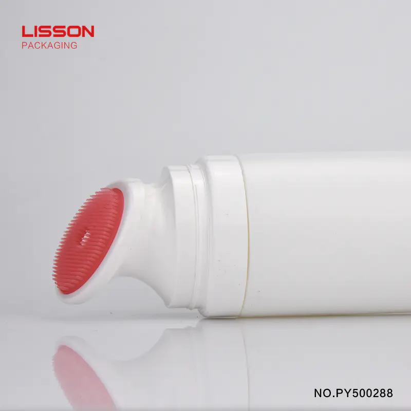 hot sale 120ml labeling silicone brush head facial wash lotion plastic foam bottle packaging