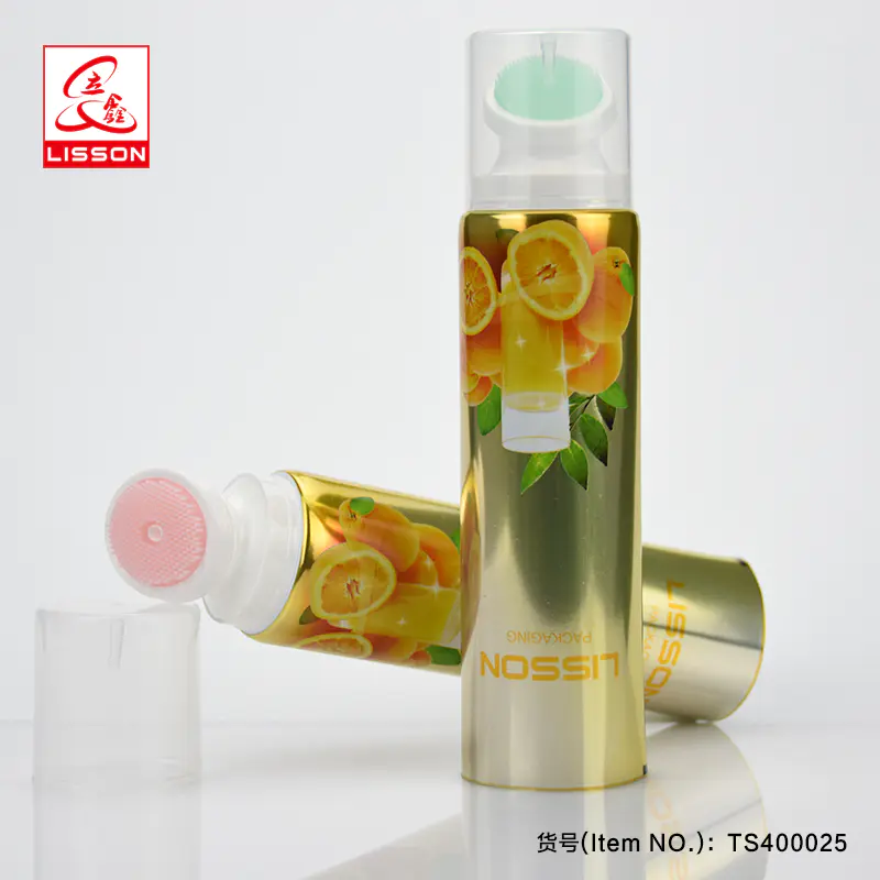 80ml 100ml 120ml 150ml Facial Cleanser Silica Gel Brush Container , Soft Brush Function Cosmetic Tube Packaging