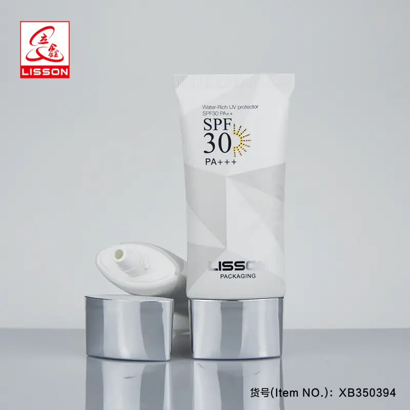 55ml empty plastic flat sunscreen cream tubes with screw cap for BB cream