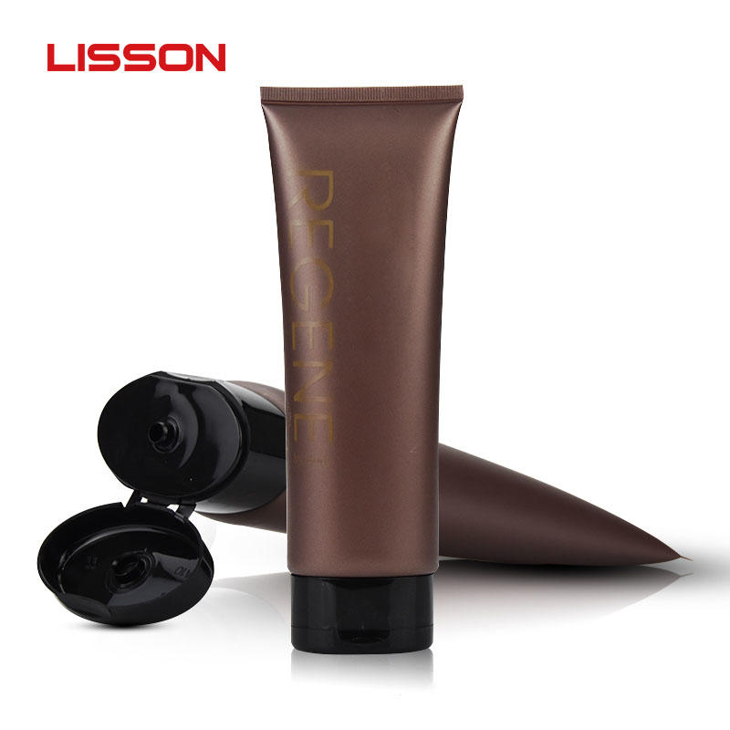 200ml Eco-friendly Black Glossy Oval Plastic Cosmetic Tube Packaging Facial Cleaner / Hair Cream/Body Lotion Container Tube