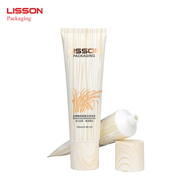 empty custom Cosmetic Whitening Cream face wash Plastic Tube Packaging With Flip Top Cap