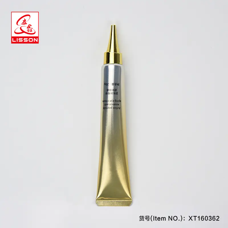 Gold Color Long Nozzle Cosmetic Tube Packaging With Long Nozzle Gold Color Screw Cap