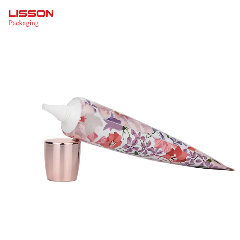 Luxury Flower design skincare hand creamPlastic Tube Packaging With Long Nozzle Head