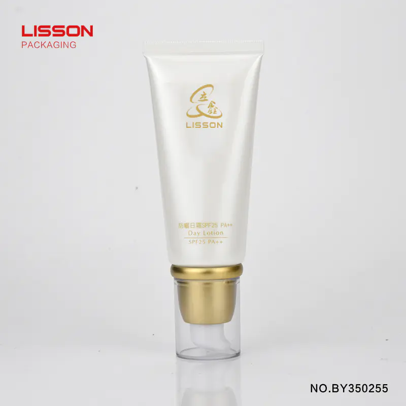 Gold Color PE cream tube head pump packaging 50ml cosmetic pump tube