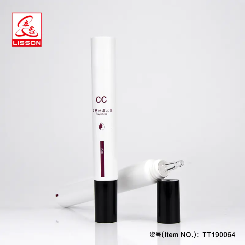 10ml 15ml Empty Cosmetic Packaging Tube With Glass Drop Head Glass Long Nozzle Head For CC Cream BB Cream Lotion Cream