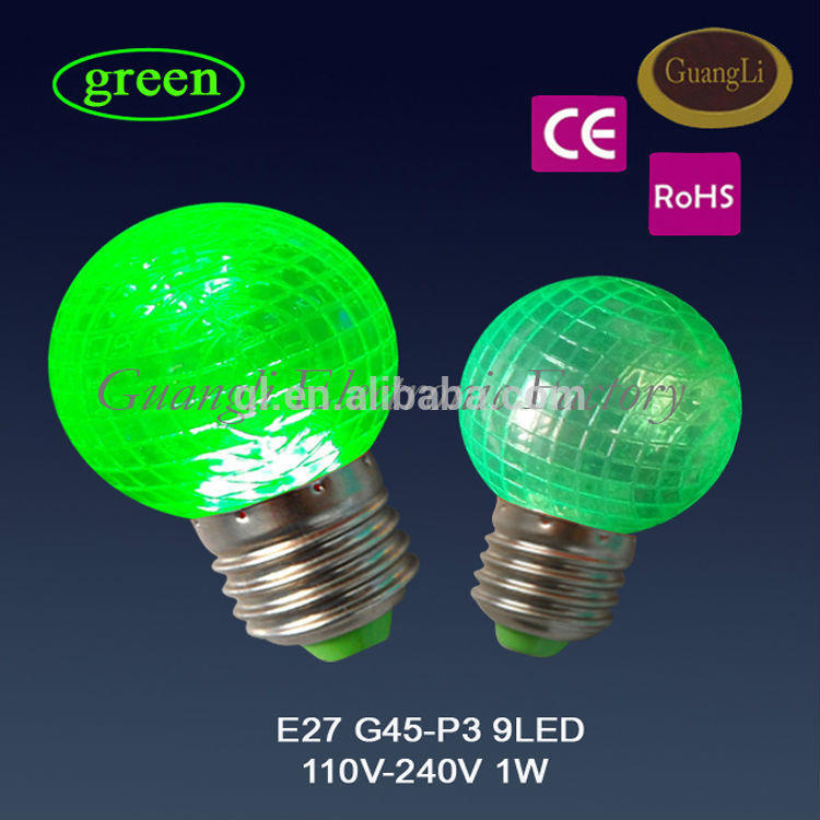 1w decoration colorful e27 led bulb P3 7 SMD