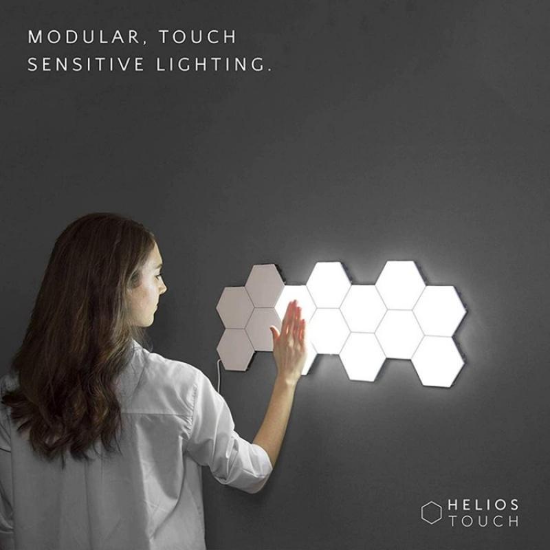 5 pcs per sets splice hand touch bright modular night light hexagonal black family quantum lamp honeycomb induction wall lamp