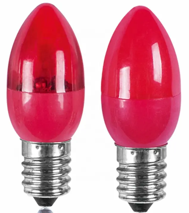 CE approved E12 E14 Caliber plastic night LED bulb C7 white light or warm light Transparent lampshade