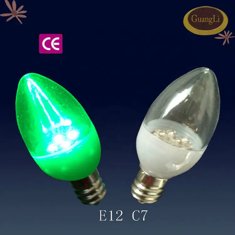 CE approved E12 E14 Caliber plastic night LED bulb C7 white light or warm light Transparent lampshade