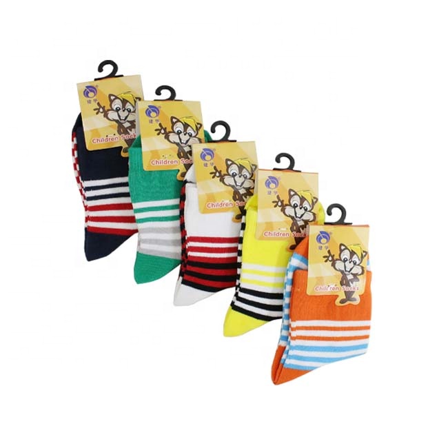 Toddler Girl Boy Child Socks High Quality Striped 100% Cotton Custom Kids Socks in stock