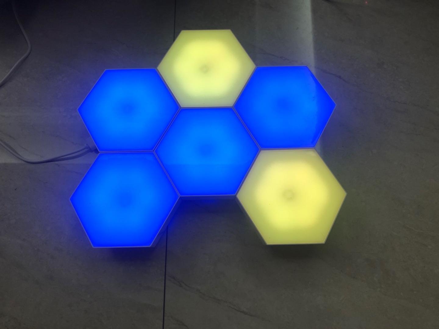 Multi-colors hand touch sensing modular night light hexagonal black family quantum honeycomb induction wall lamp