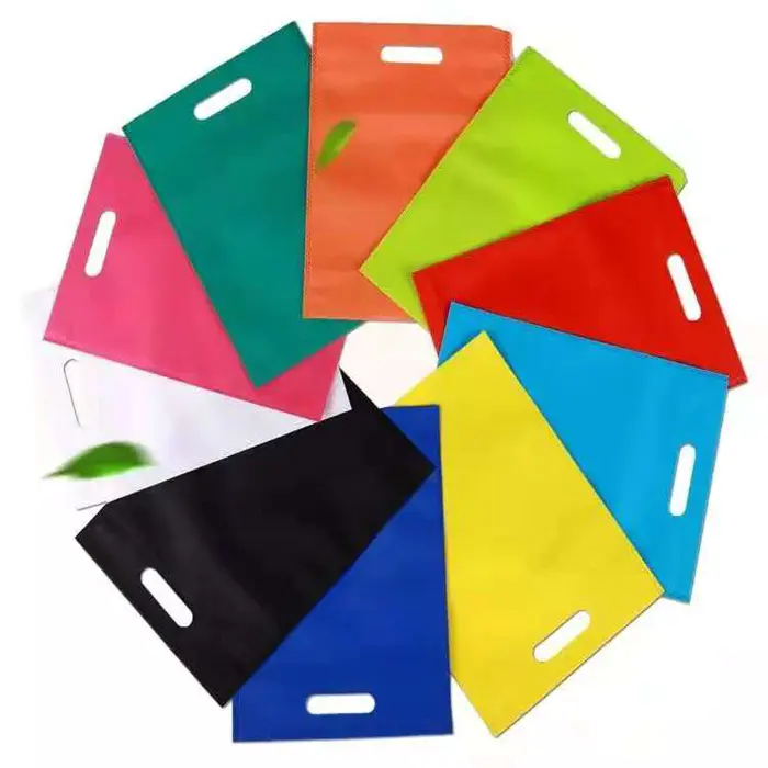 Custom folding eco friendly die cut/d cut nonwoven shopping bags