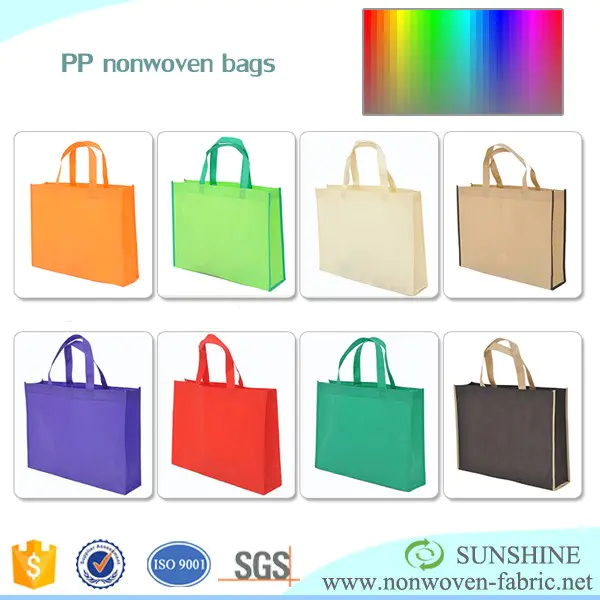 Sunshine eco bag polpypropylene spunbond nonwovenmaterial /colorfulrbest quality for nonwoven bag material