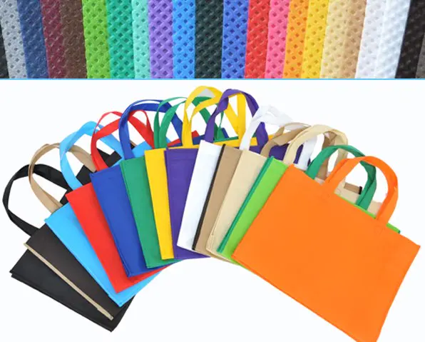 Eco-friendly reusable spunbond plain nonwoven fabric shopping bag