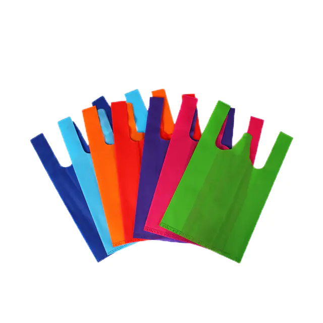 Eco-friendly Colorful 100%PP nonwoven bagT-shirt handle bag shopping bag