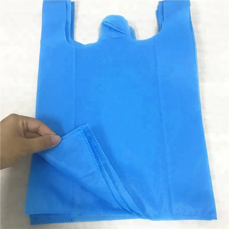 Supermarket reusable Non woven W-Cut T-shirt Bag