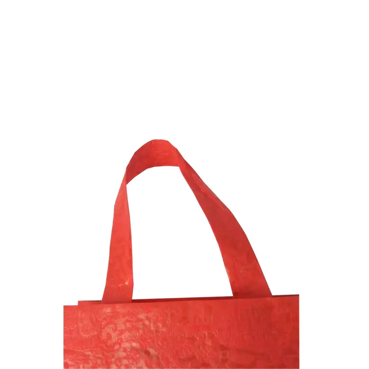 PP Embossed Nonwoven Bags Red Color Handle Bag Non woven Tote Shopping Bags