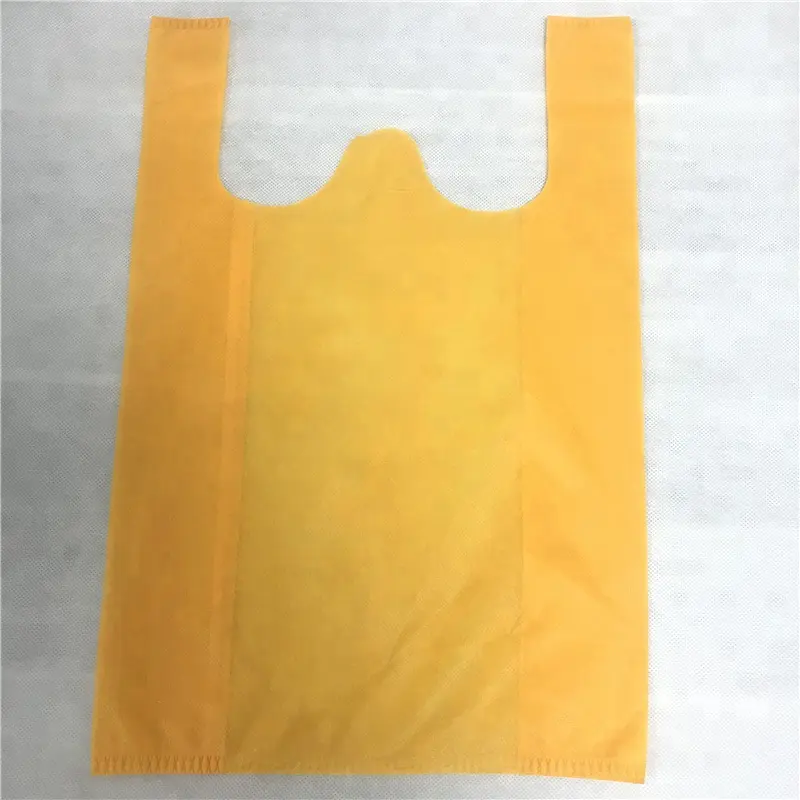 Supermarket reusable Non woven W-Cut T-shirt Bag