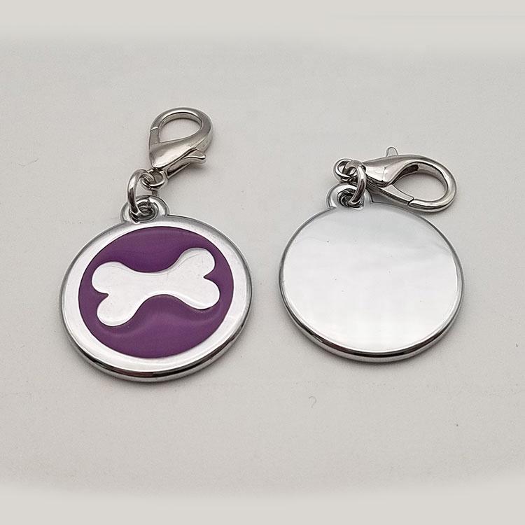 Dongguan Wholesale in stock soft enamel zinc alloy round bone shape logo printed pet id tags for dog gifts