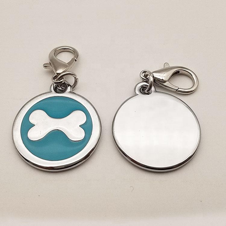 Dongguan Wholesale in stock soft enamel zinc alloy round bone shape logo printed pet id tags for dog gifts