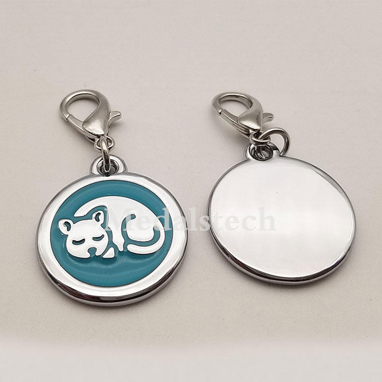 Hot Sale Custom Brass Emboss Cat Logo Laser Engraved Cat Dog Name Tag Pendant for Dog
