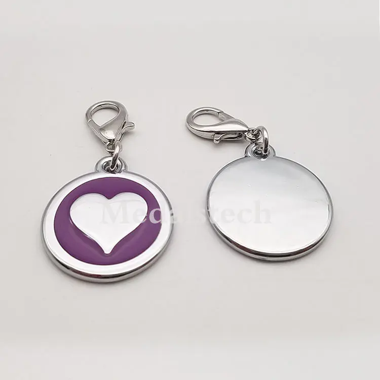 Custompet id tag stainless steelidentification heart pet dog tag pendant for zipper