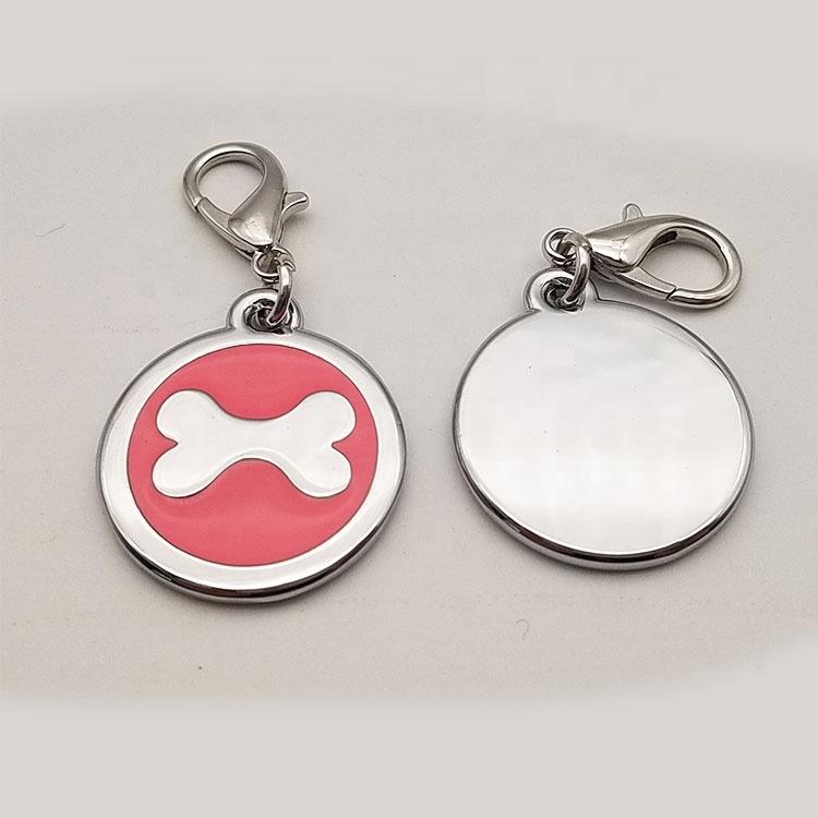 Dongguan Wholesale Sublimation Collar Name Engrave Necklace Custom Cute Pink Round Bone Pet ID Dog Tag