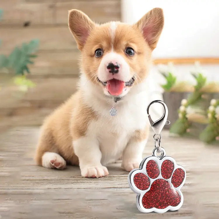 IN Stock Bulk Purple Filled 2.5CM Round Heart Shaped Pet Collar Pet Dog ID Name Tag for Bag Zipper