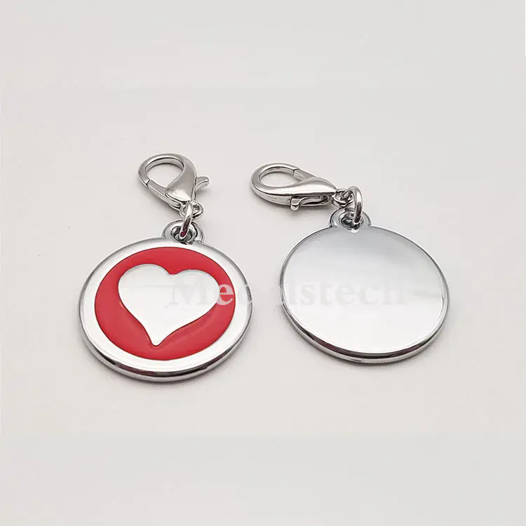 Custompet id tag stainless steelidentification heart pet dog tag pendant for zipper