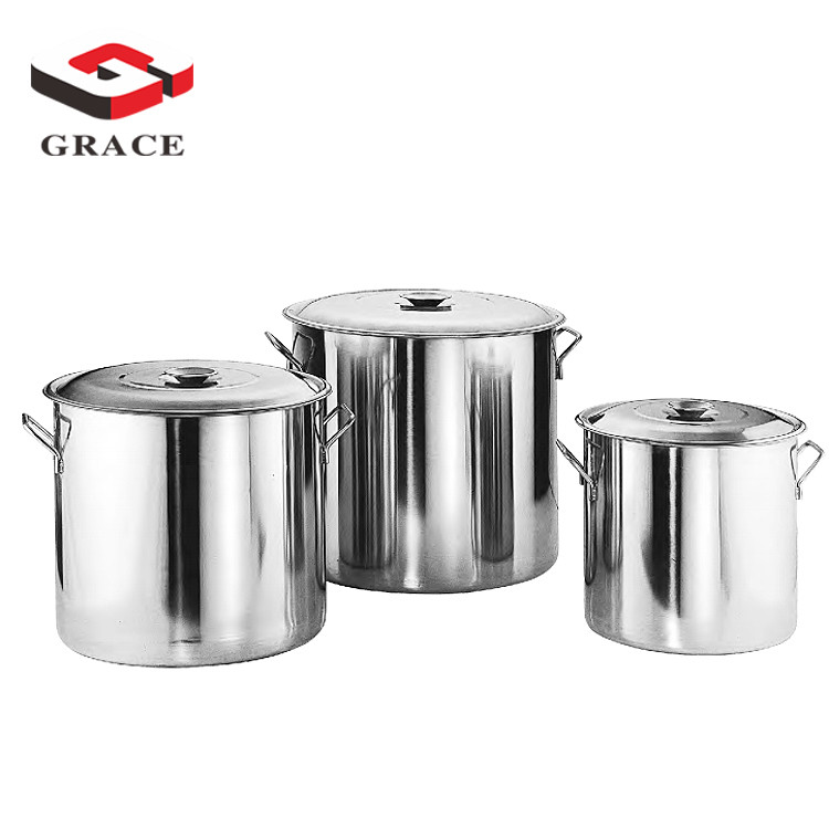 Two Handle Sauce Pan Saucepan Cooker Family Restaurant Hotel Usage High Body Stainless Steel Stock Pot with Lid