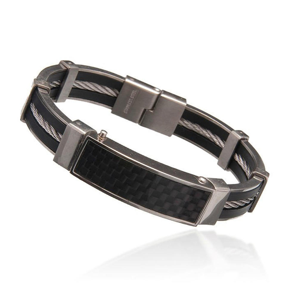Black Polish Bracelet Easy Style Plain Cuff Bangle For Men