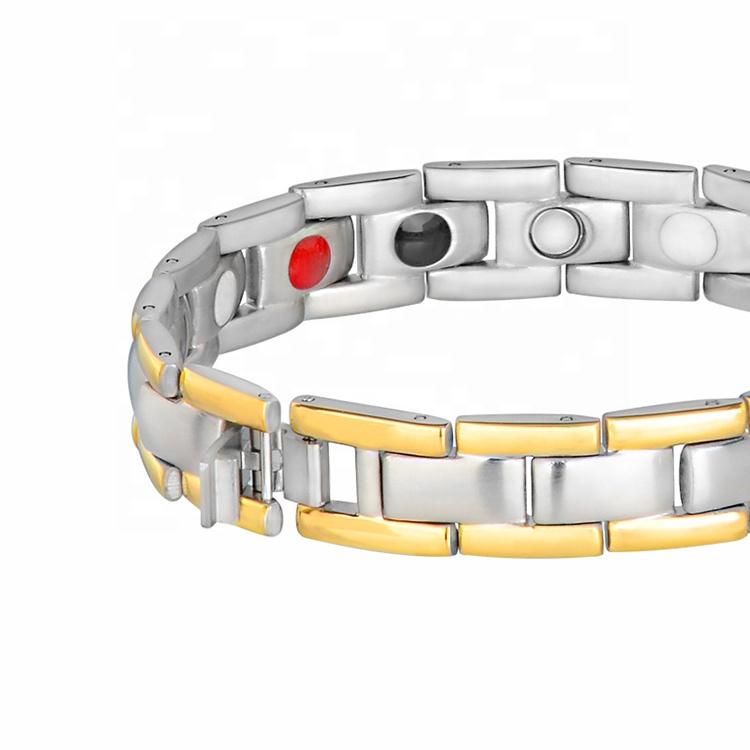 product-BEYALY-Shiny Men Cuff Gold Titanium Bracelet With Magnets-img-2