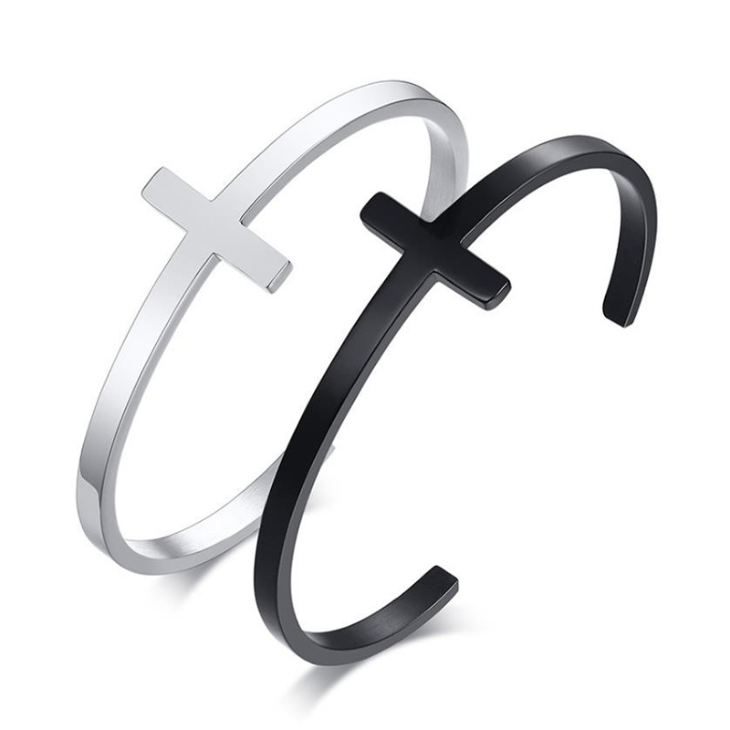 Trendy Fashion Stainless Steel Simple Adjustable Cross Bracelet