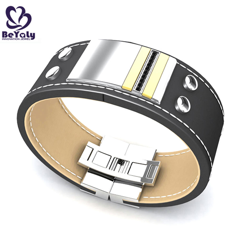 product-BEYALY-Fashion wholesale leather stainless steel bracelet jewelry bisuteria-img-2