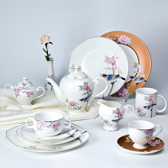 unique hotel restaurant bone china crockery decal dinnerware set