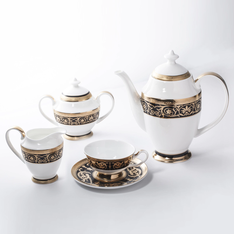 Luxury Crockery Tableware Bone China Decal Dinnerware Set, China Porcelain Gold Dinner Set&