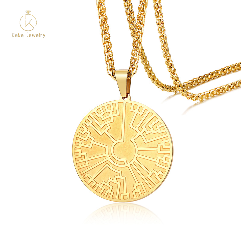Hot Sale Stainless Steel Charm Round Gold Pendant Necklace For Women PN-1173