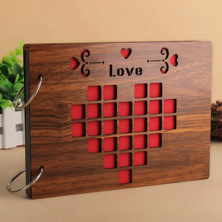 Personalized Wholesale Guest Book Wooden Cover Baby Wedding Love Anniversary Memory Wooden Photo Album