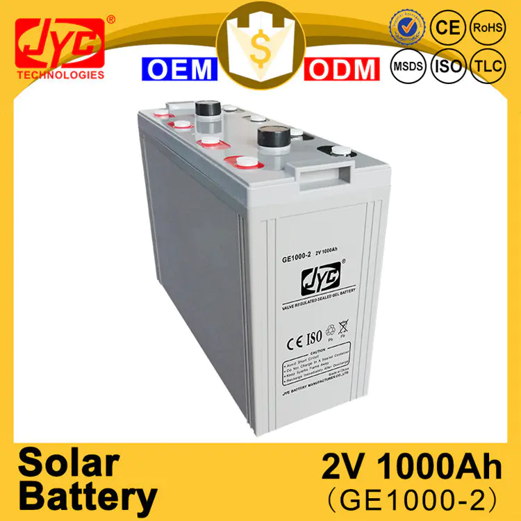 ROHS ISO CE TLC Certificate portable solar 2 volt 1000 amp battery