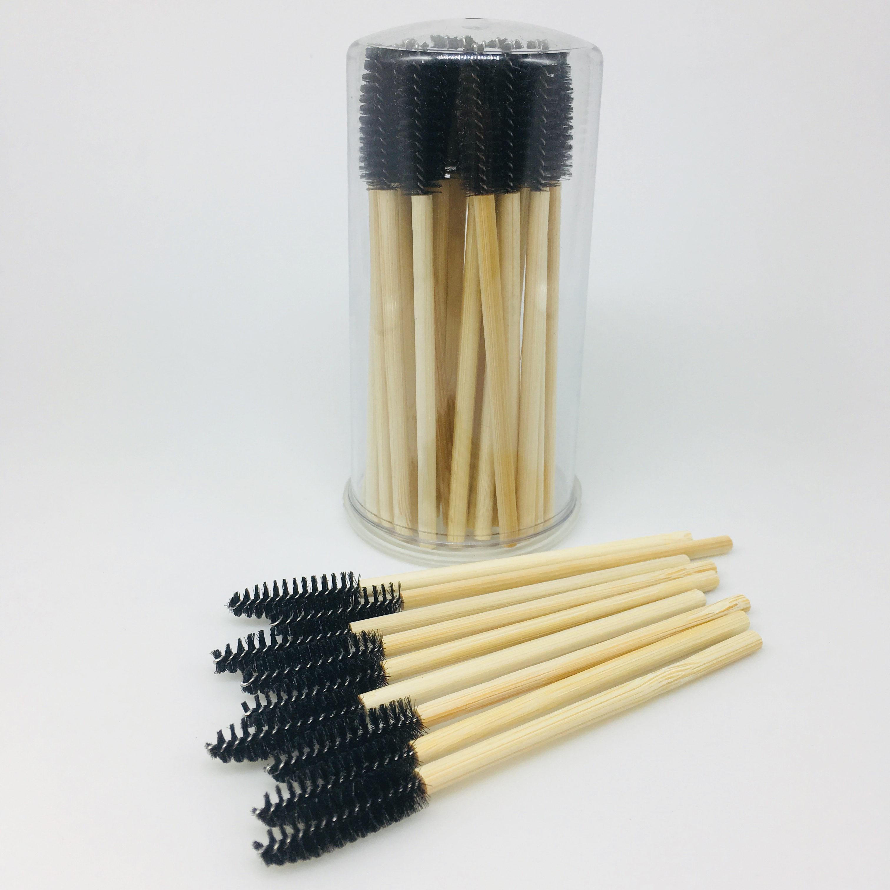Spazzola per mascara in bambù in silicone con etichetta privata ecologica per extension ciglia