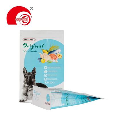 Custom printed 500g dog food packaging bag flat bottom matte finished stand up ziplock pouch