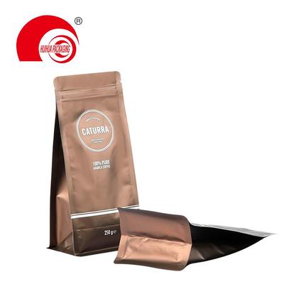 Hot Selling Custom Printing Zipper Coffee Packaging Plastic Square Flat Bottom Bag