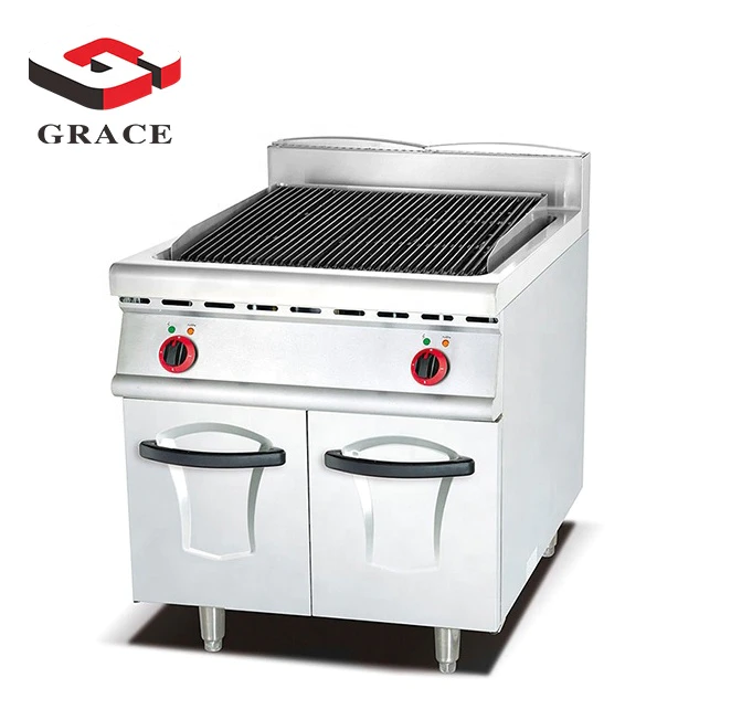 Hotel Kitchen Supply Equipment Freestanding Barbecue Gas Lava Rock Grill With Cabinet
