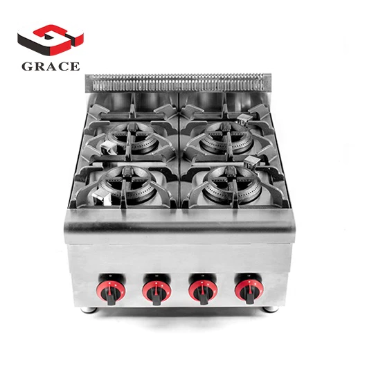 Chinese High Pressure Commerical Kitchen Appliance Build In 4 Burner Gas Cooking Range