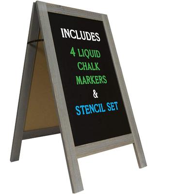 Classic style handcrafted double sided thick sturdy wood blackboard with standing for restaurant or parties