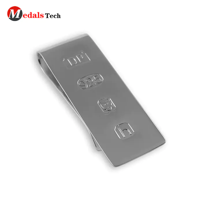 Double sided laser stainless steel sterling silver mens custom money clip for gifts