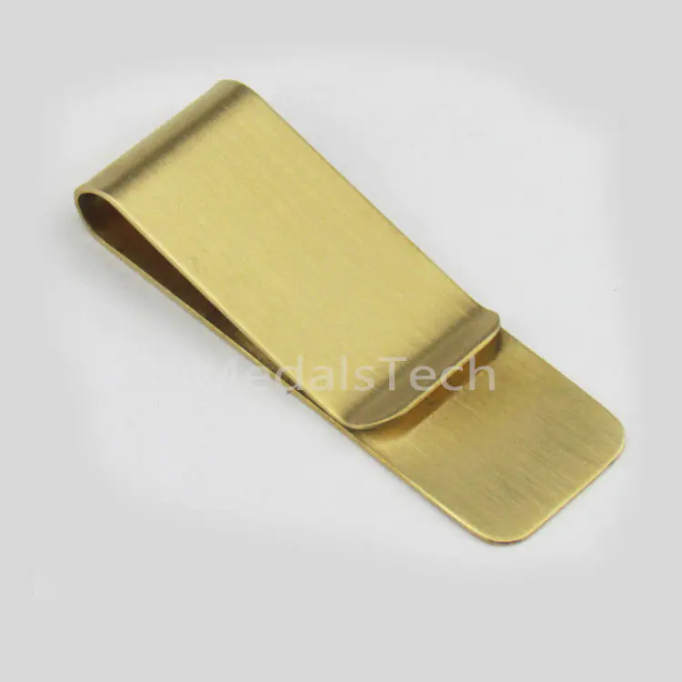 Factory direct sale cheap metal brass money clip with customized etched logo