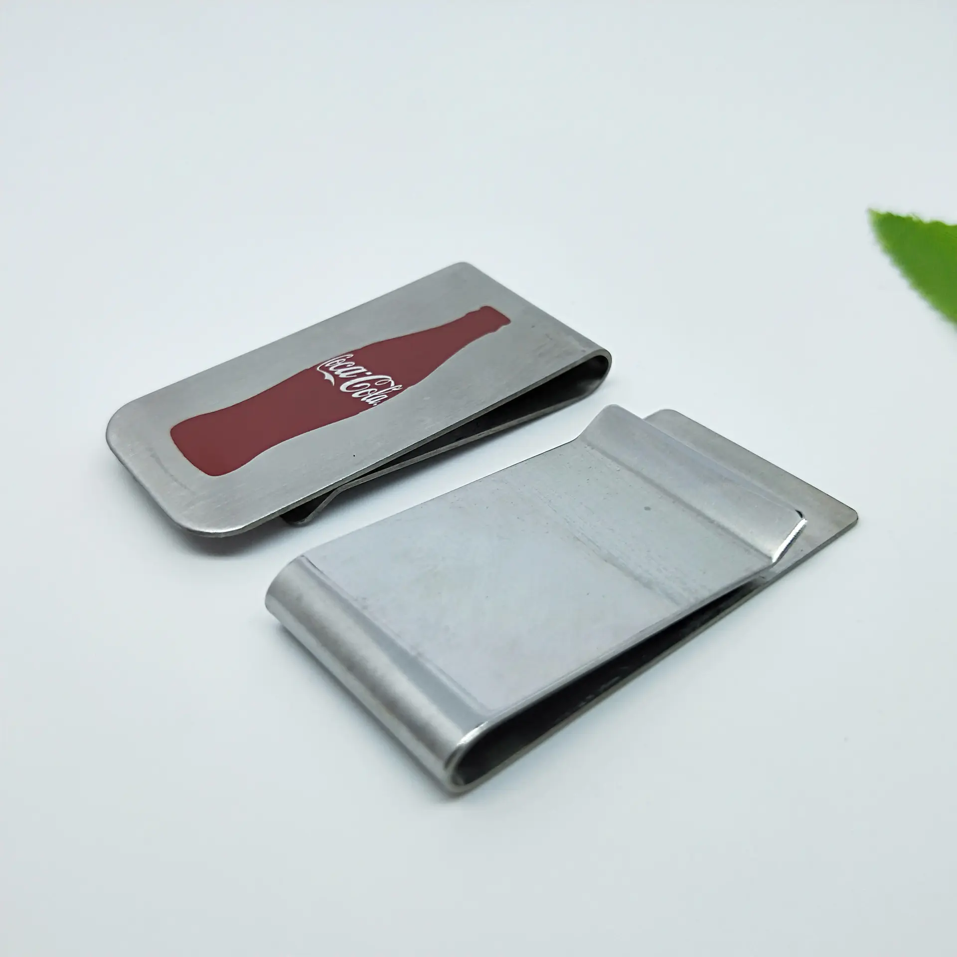 Dongguan 2021 new style mens popular metal 304 stainless steel fold pocket blank money clip leather