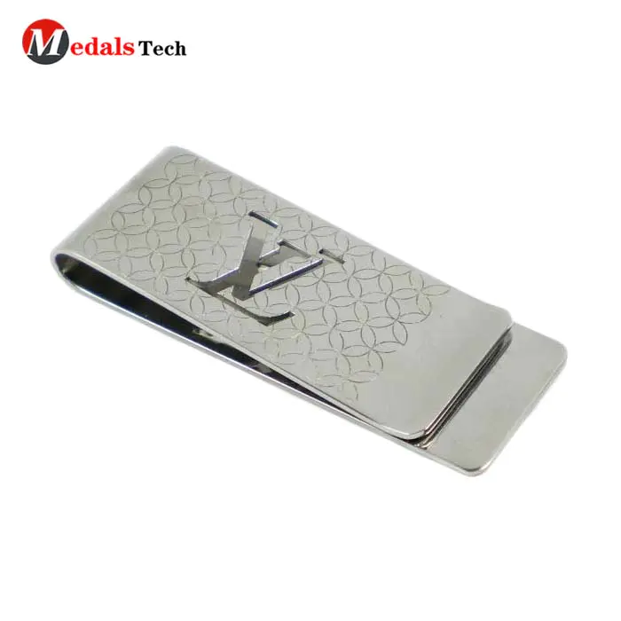 High quality custom metal logo folding hinged money clips