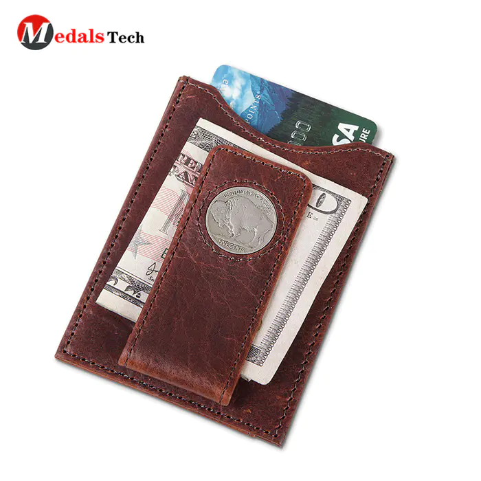 Dongguan custom leather wallet giftmoney clip for men